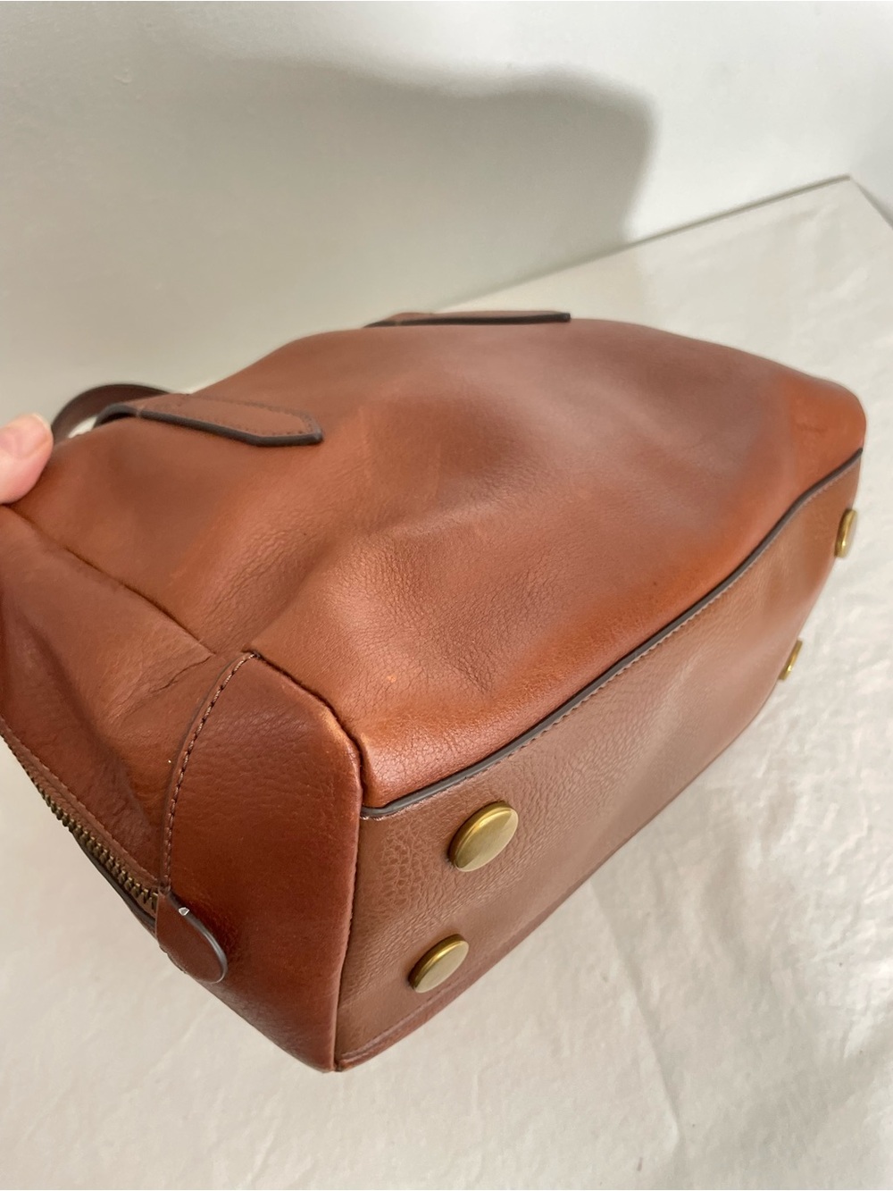 Fossil Sydney Leather Satchel Bag – Medium Brown - Picture 6 of 13